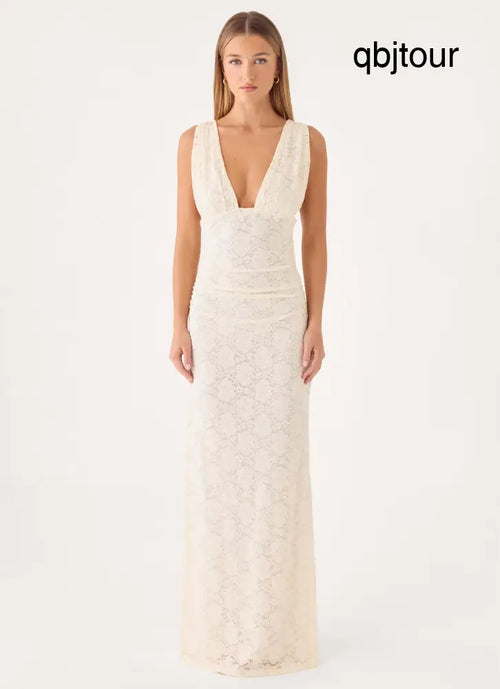 Aarin Lace Maxi Dress - Cream - Maxi Dresses