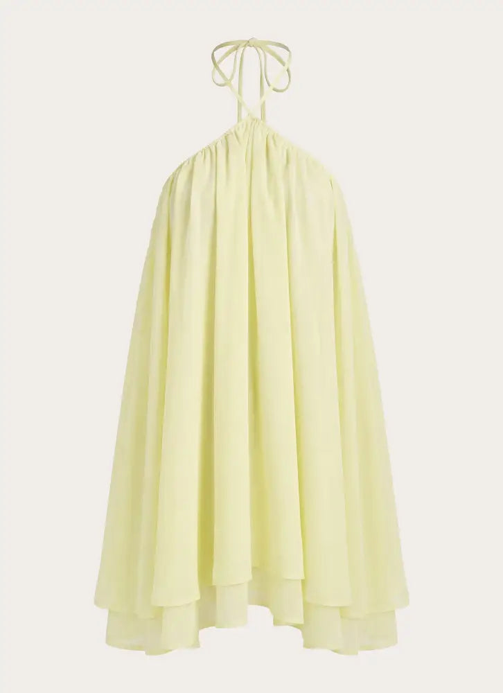 Alicelle Halter Mini Dress - Yellow - Mini Dresses