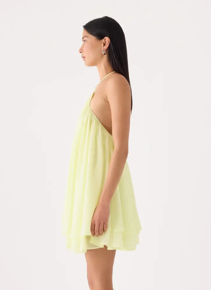 Alicelle Halter Mini Dress - Yellow - Mini Dresses