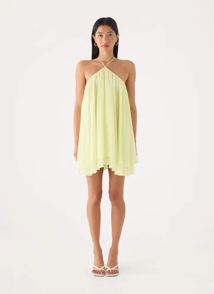 Alicelle Halter Mini Dress - Yellow - Mini Dresses