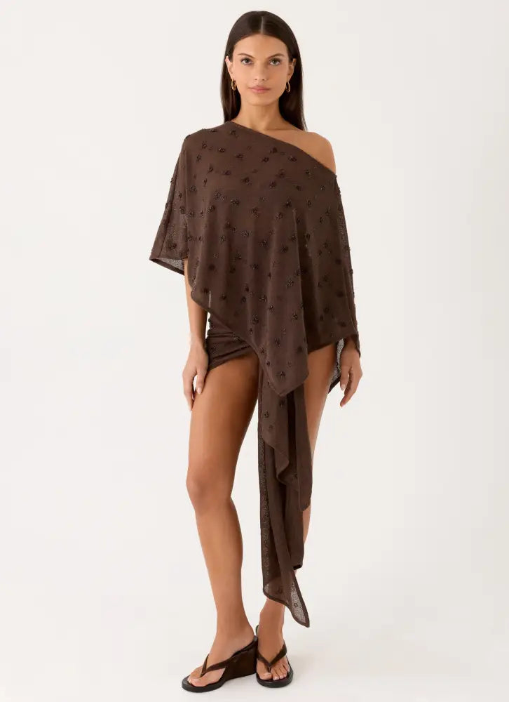 Deia Beaded Sarong - Chocolate - Swimwear