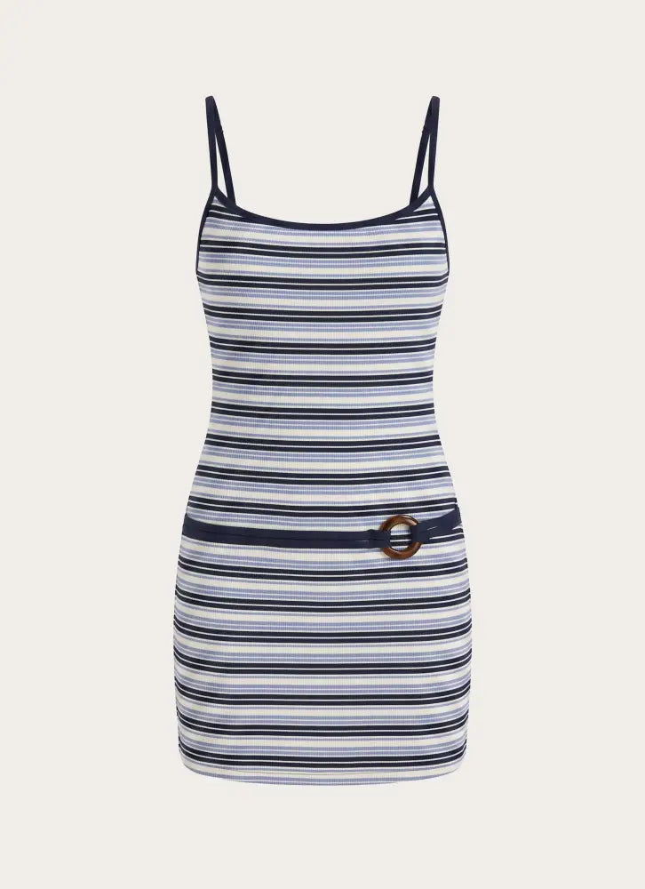 Here All Night Mini Dress - Blue Stripe - Mini Dresses