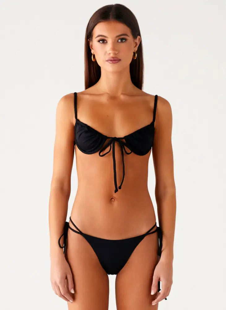 Jaiya Tie Bikini Top - Black - Swimwear