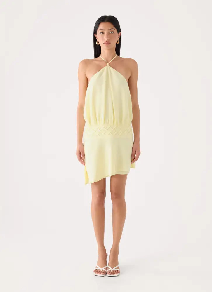Keep It Secret Crinkle Mini Dress - Baby Yellow - Mini Dresses