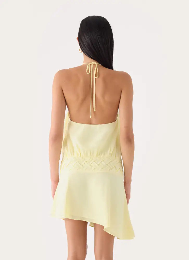 Keep It Secret Crinkle Mini Dress - Baby Yellow - Mini Dresses