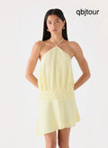 Keep It Secret Crinkle Mini Dress - Baby Yellow - Mini Dresses
