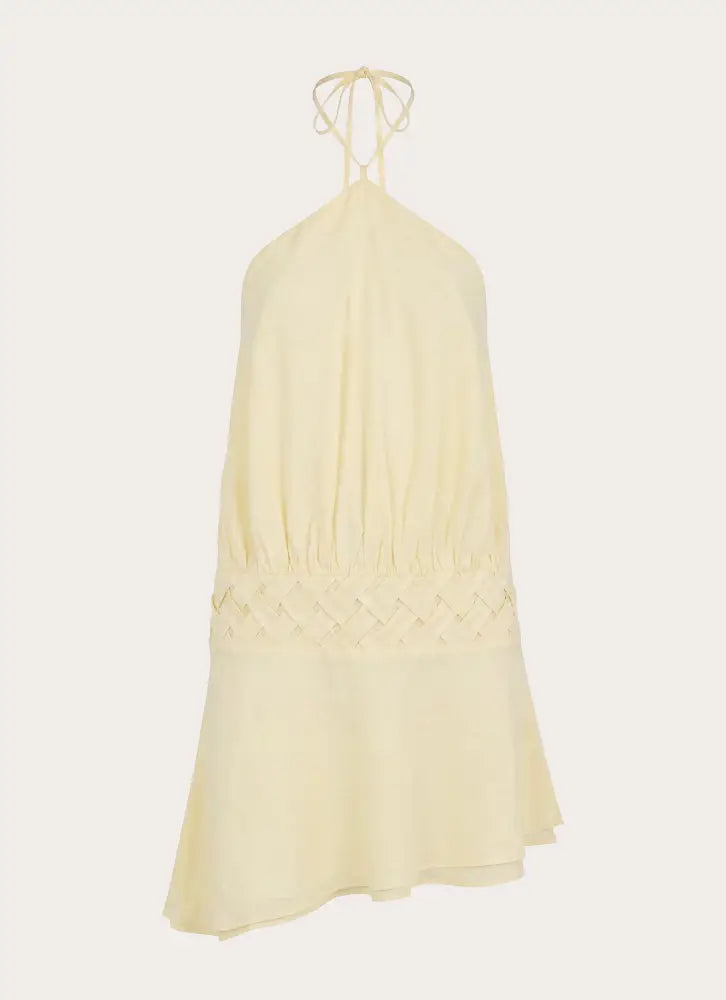 Keep It Secret Crinkle Mini Dress - Baby Yellow - Mini Dresses