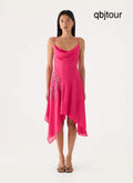 Pirama Beaded Midi Dress - Fuchsia - Midi Dresses