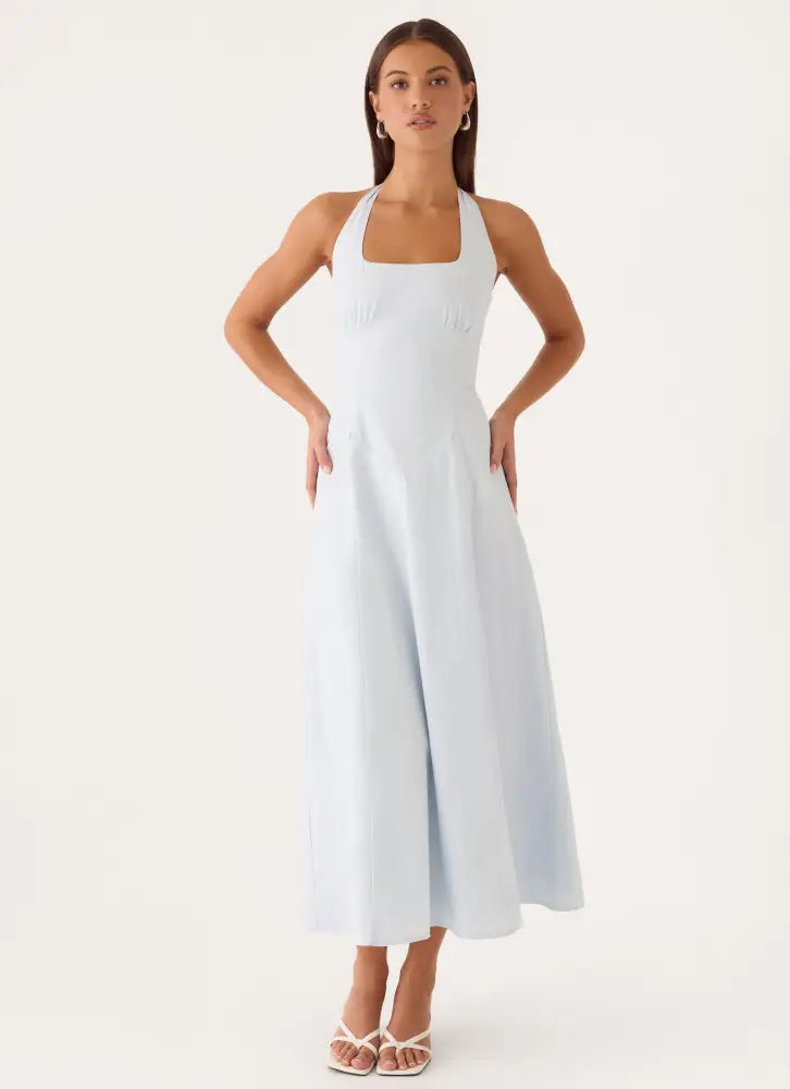 Sarrah Halter Midi Dress - Blue - Midi Dresses