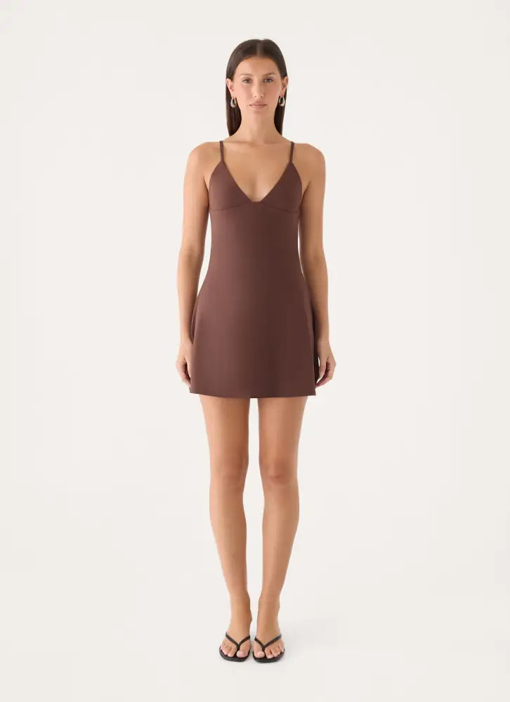 Savanah Mini Dress - Chocolate - Mini Dresses